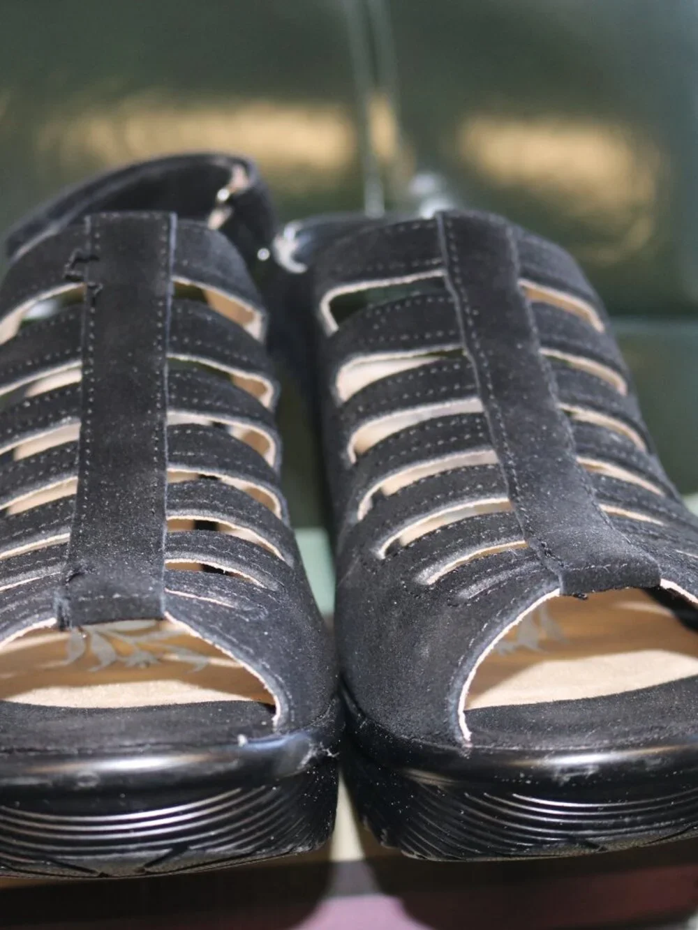 Skechers Genuine Leather and Memory Foam Gladiator Wedge